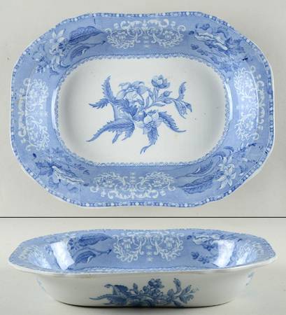 Camilla Blue (Earthenware, Scalloped) 11" Oval Vegetable Bowl