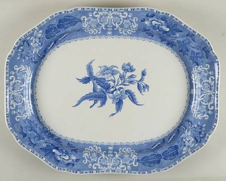 Camilla Blue (Earthenware, Scalloped) 22" Oval Serving Platter