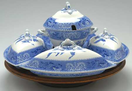 Camilla Blue (Earthenware, Scalloped) 11 Pc Canterbury Set (Cvrd Sides, Center & Tray)