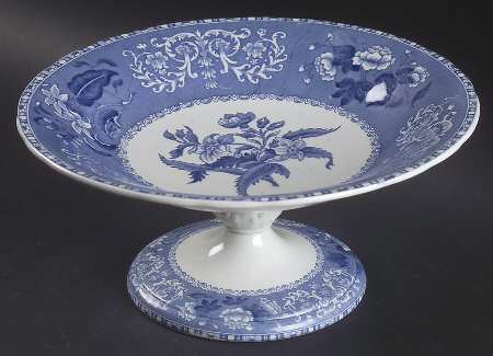 Camilla Blue (Earthenware, Scalloped) Round Compote (Height X Width)
