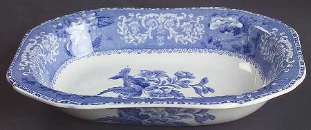 Camilla Blue (Earthenware, Scalloped) 8" Oval Vegetable Bowl