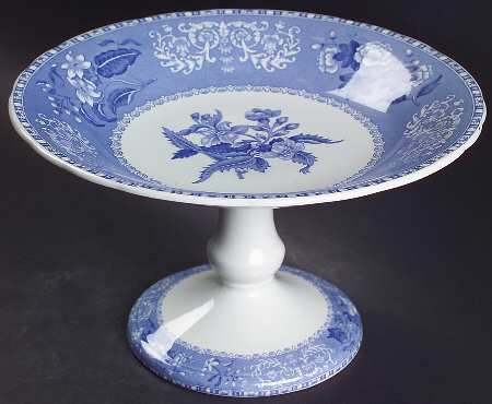 Camilla Blue (Earthenware, Scalloped) Round Compote (Height X Width)