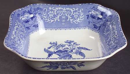 Camilla Blue (Earthenware, Scalloped) 8" Square Vegetable Bowl