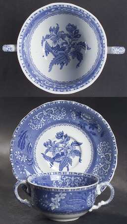 Camilla Blue (Earthenware, Scalloped) Footed Bouillon Cup & Saucer