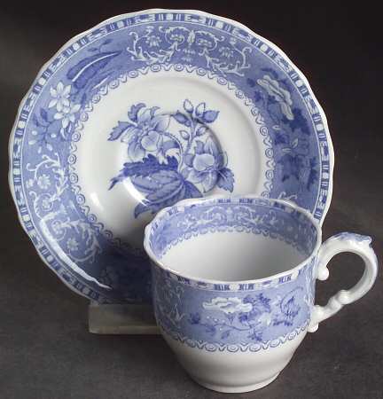 Camilla Blue (Earthenware, Scalloped) Flat Demitasse Cup & Saucer Set