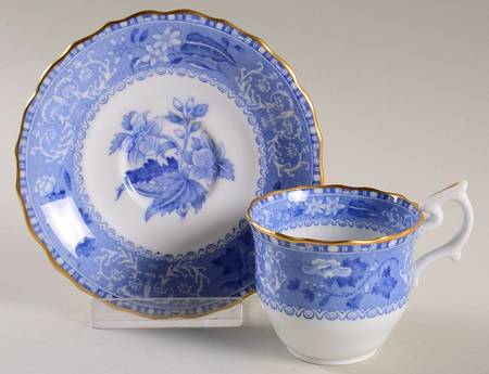 Camilla Blue (Bone, Scalloped) Flat Demitasse Cup & Saucer Set