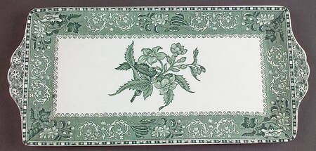 Green Camilla (Scallop, New Black Stamp) Large Sandwich Tray