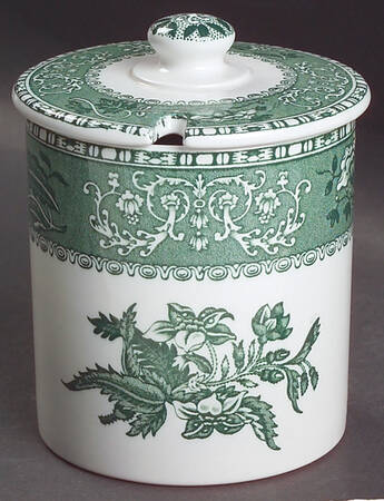 Green Camilla (Scallop, New Black Stamp) Jam/Jelly & Lid