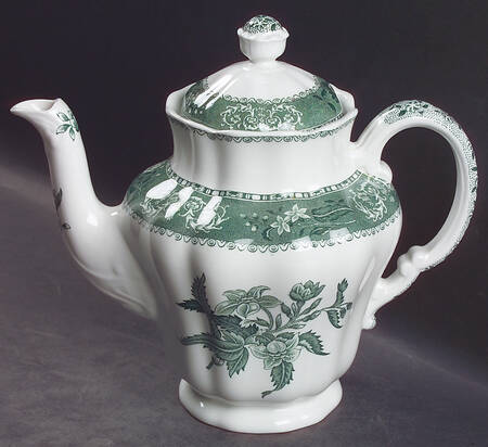 Green Camilla (Scallop, New Black Stamp) Coffee Pot & Lid