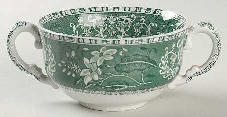 Green Camilla (Scallop, New Black Stamp) Flat Cream Soup Bowl