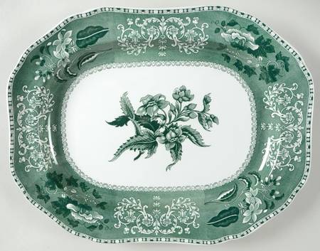 Green Camilla (Scallop, New Black Stamp) 16" Oval Serving Platter