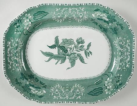 Green Camilla (Scallop, New Black Stamp) 14" Oval Serving Platter