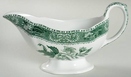Green Camilla (Scallop, New Black Stamp) Gravy Boat