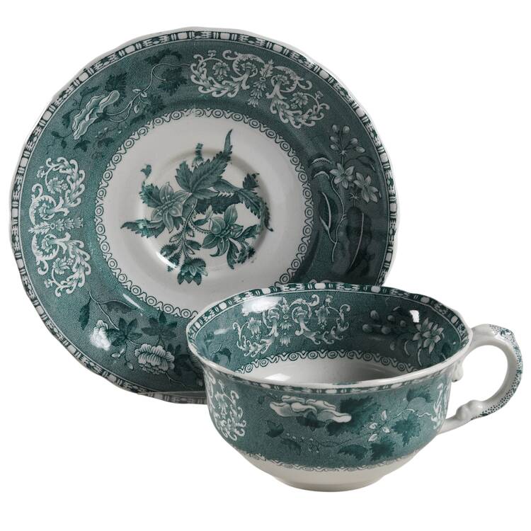 Camilla Light Green (Earthenware, Scallop) Oversized Cup & Saucer Set