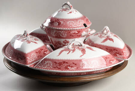 Camilla Red (Earthenware) 11 Pc Canterbury Set (Cvrd Sides, Center & Tray)