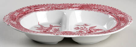 Camilla Red (Earthenware) Oval Covered Divided Vegetable No Lid