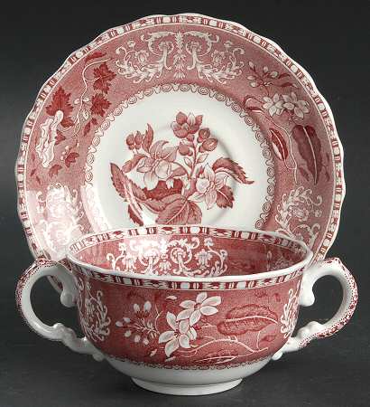 Camilla Red (Earthenware) Flat Bouillon Cup & Saucer