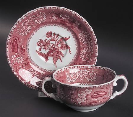 Camilla Red (Earthenware) Flat Cream Soup Bowl & Saucer Set