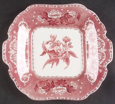 Camilla Red (Earthenware) Square Handled Cake Plate