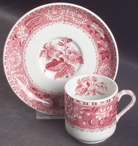 Camilla Red (Earthenware, Smooth) Flat Demitasse Cup & Saucer Set
