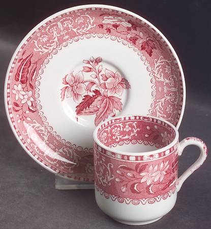 Camilla Red (Earthenware, Smooth) Flat Demitasse Cup & Saucer Set