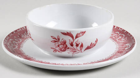 Camilla Red (Earthenware, Smooth) Mayonnaise with Attached Underplate, No Lid