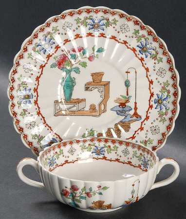 Canton (Fluted) Flat Cream Soup Bowl & Saucer Set