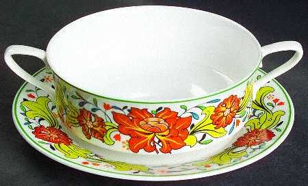 Caribbean Flat Cream Soup Bowl & Saucer Set