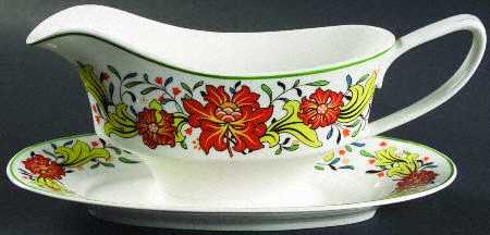 Caribbean Gravy Boat with Attached Underplate