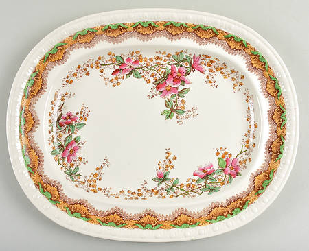Chatsworth Brown Multicolor 15" Oval Serving Platter