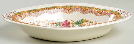 Chatsworth Brown Multicolor 10" Oval Vegetable Bowl