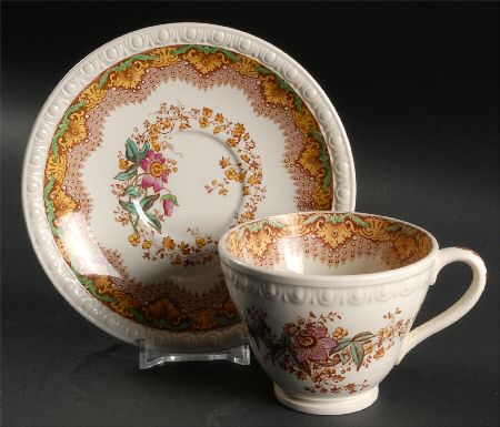 Chatsworth Brown Multicolor Footed Cup & Saucer Set