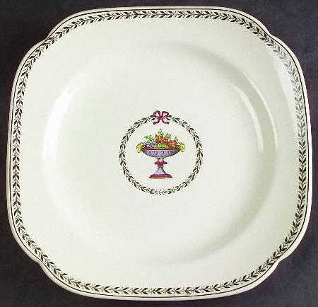 Chaplet (Black Trim) Square Luncheon Plate