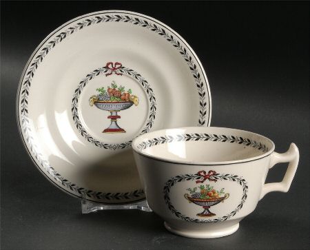 Chaplet (Black Trim) Footed Cup & Saucer Set