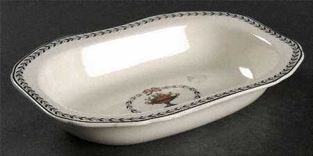 Chaplet (Black Trim) 8" Oval Vegetable Bowl