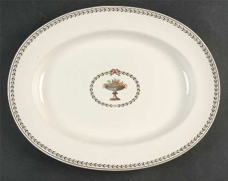 Chaplet (Black Trim) 13" Oval Serving Platter