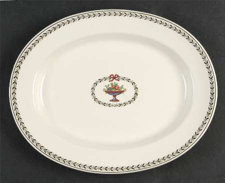 Chaplet (Black Trim) 10" Oval Serving Platter