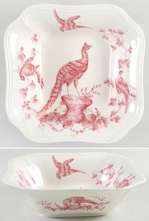 Chelsea Bird Red 9" Square Vegetable Bowl