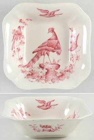 Chelsea Bird Red 8" Square Vegetable Bowl