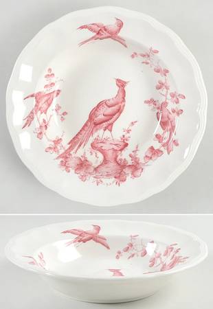 Chelsea Bird Red Coupe Soup Bowl