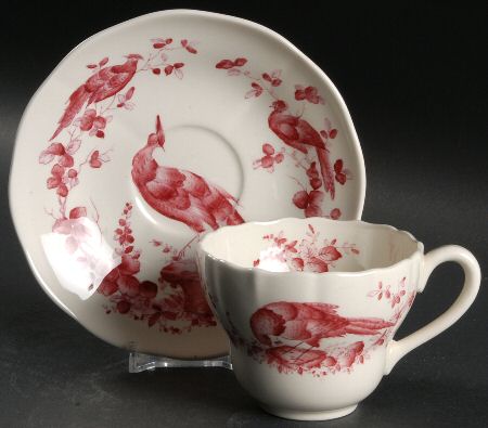 Chelsea Bird Red Flat Cup & Saucer Set