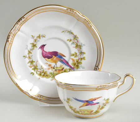 Chelsea Bird (No Raised Gold Dots) Flat Cup & Saucer Set