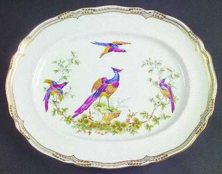 Chelsea Bird (No Raised Gold Dots) 12" Oval Serving Platter