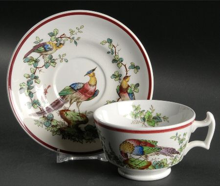 Chelsea Bird Black Bird Footed Cup & Saucer Set