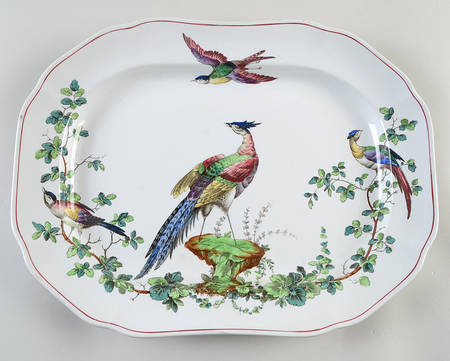 Chelsea Bird (Thin Red Line) 14" Oval Serving Platter