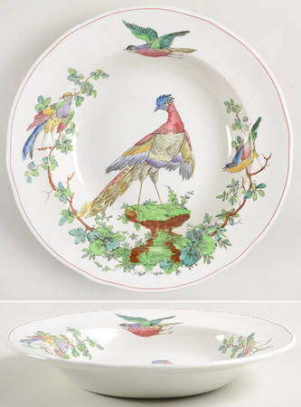 Chelsea Bird (Thin Red Line) Large Rim Soup Bowl