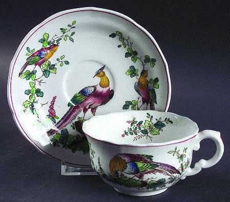 Chelsea Bird (Thin Red Line) Flat Cup & Saucer Set