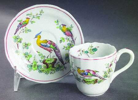 Chelsea Bird (Thin Red Line) Flat Demitasse Cup & Saucer Set