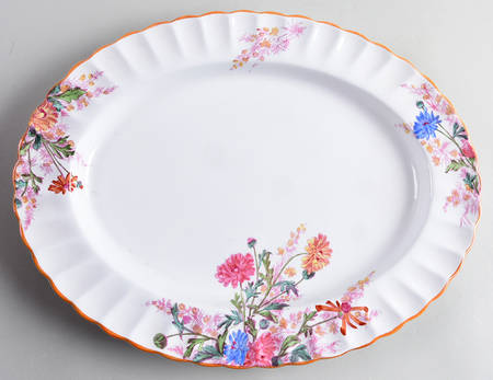 Chelsea Garden (Mustard Trim) 14" Oval Serving Platter