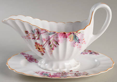 Chelsea Garden (Mustard Trim) Gravy Boat & Underplate/Relish
